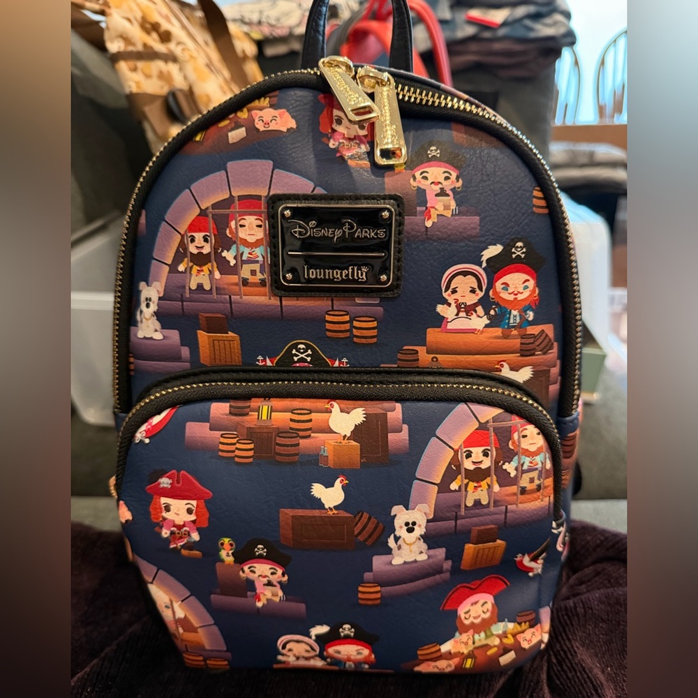Disney Parks Pirate of the Caribbean Loungefly Backpack - Blue and Red